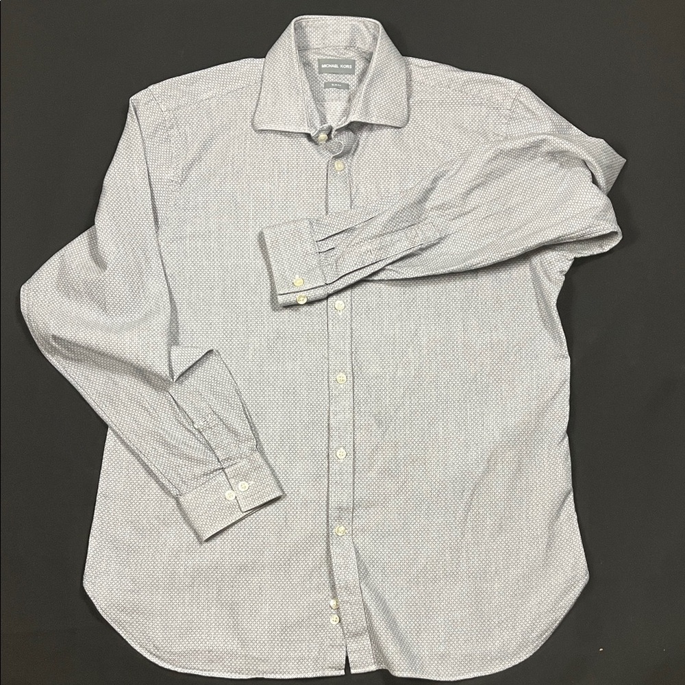 Michael Kors Collection Black and Gray Textured Dress Shirt